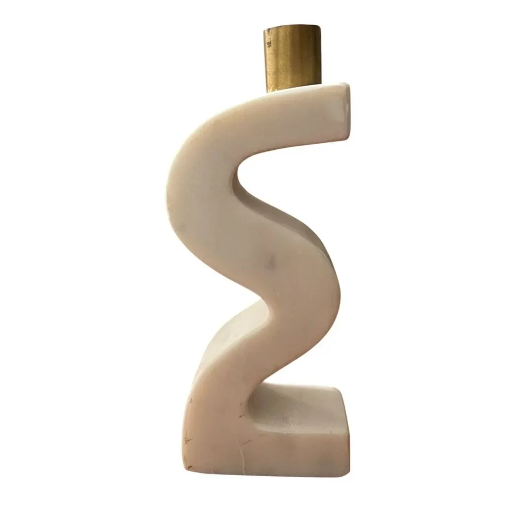 Marble Stone Single Candlestick Holder Brass India Home Decor Modern Countertop